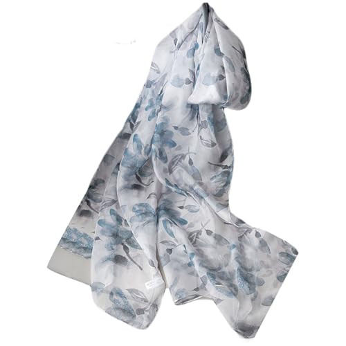 Rubruan Damen Seidenschal Sommer Halstuch – Chinesische Luxuriöse 100% Echte Maulbeerseide Naturfaser Seidentuch Frühling Herbst Leichte Schals Sonnenschutz Kopftuch – 180 x 30 cm (Graublau) von Rubruan