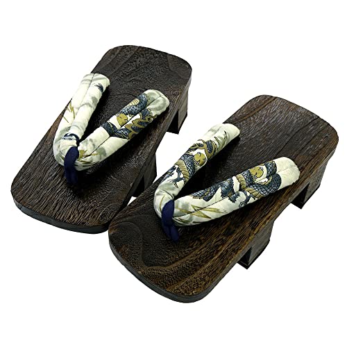 Rubruan Japanische Clogs Sandalen Holzschuhe - Traditionelle Holzpantoffel Geta Sommerschuhe Pantoffel Cosplay Samurai Kimono Zubehör Rutschfest Flip-Flops für Damen Herren - Holz von Rubruan