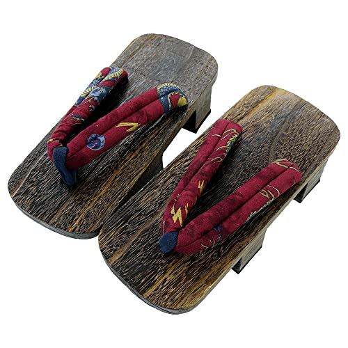 Rubruan Japanische Clogs Sandalen Holzschuhe - Traditionelle Holzpantoffel Geta Sommerschuhe Pantoffel Cosplay Samurai Kimono Zubehör Rutschfest Flip-Flops für Damen Herren - Holz von Rubruan