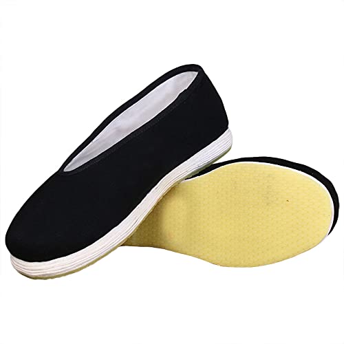 Rubruan Kampfkunst Herren Damen Stoffschuhe - Traditionelle Chinesische Freizeitschuhe Hausschuhe Kung Fu Tai Chi Flache Schuhe Stoff oder TPR-Sohle (Gummi, 45) von Rubruan