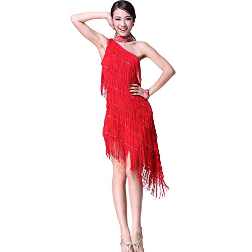 Rubruan Latein Tanz Kleider Kostüme - Latin Tänze Walzer Tango Swingtanz Party Salsa Dekoration Accessoires Pailletten Quasten Wettkampf Ball Rock Trikot Tanzkleid für Damen Mädchen von Rubruan