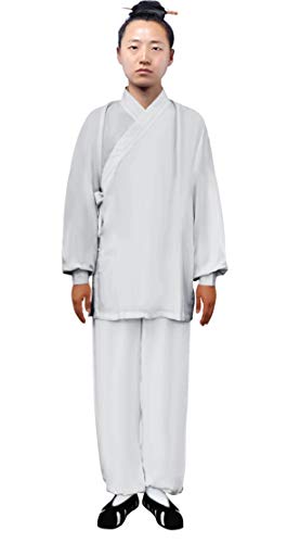 Rubruan Tai Chi Uniform Anzug – Chinesische Kampfkunst Kung Fu Wing Chun Shaolin Trainingsanzug Unisex Taoistische Dao Kleidung Jacke Hose – Hanf (M, Hellgrau) von Rubruan