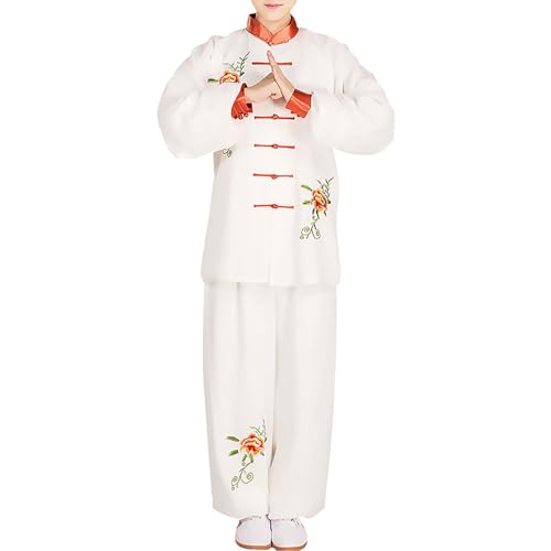 Rubruan Tai Chi Unisex Trainingsanzug – Traditionelle Chinesische Kampfkunst Taiji Kung Fu Wing Chun Wushu Frühling Sommer Training Performance Langarm Uniform Stickerei Anzug für Damen Herren von Rubruan