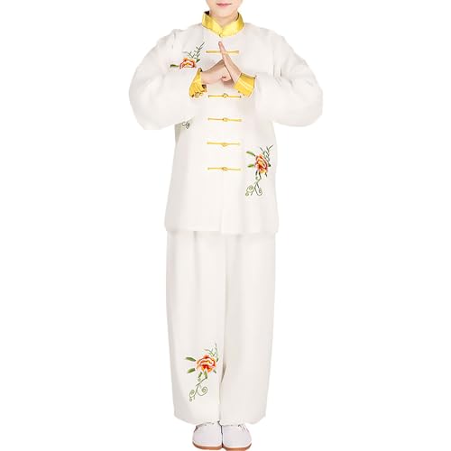 Rubruan Tai Chi Unisex Trainingsanzug – Traditionelle Chinesische Kampfkunst Taiji Kung Fu Wing Chun Wushu Frühling Sommer Training Performance Langarm Uniform Stickerei Anzug für Damen Herren von Rubruan