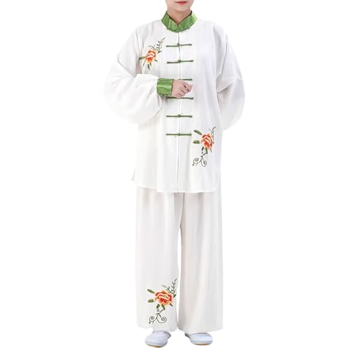 Rubruan Tai Chi Unisex Trainingsanzug – Traditionelle Chinesische Kampfkunst Taiji Kung Fu Wing Chun Wushu Frühling Sommer Training Performance Langarm Uniform Stickerei Anzug für Damen Herren von Rubruan