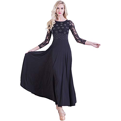 Rubruan Tanzabend Ballkleid Tanz Kleider - Professionelle Moderne Ballsaal Tänze Latein Walzer Tango Swingfox Quickstepp Trikot Accessoires Kostüm Spitzen Pailletten Langarm Tanzkleider für Damen von Rubruan