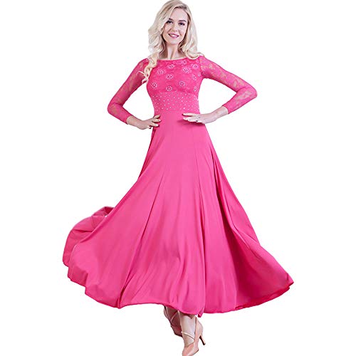 Rubruan Tanzabend Ballkleid Tanz Kleider - Professionelle Moderne Ballsaal Tänze Latein Walzer Tango Swingfox Quickstepp Trikot Accessoires Kostüm Spitzen Pailletten Langarm Tanzkleider für Damen von Rubruan