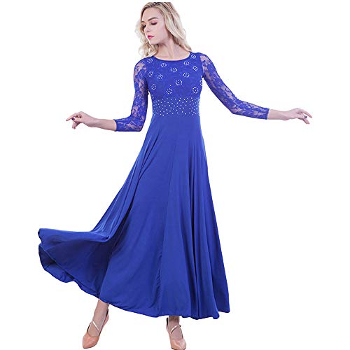 Rubruan Tanzabend Ballkleid Tanz Kleider - Professionelle Moderne Ballsaal Tänze Latein Walzer Tango Swingfox Quickstepp Trikot Accessoires Kostüm Spitzen Pailletten Langarm Tanzkleider für Damen von Rubruan