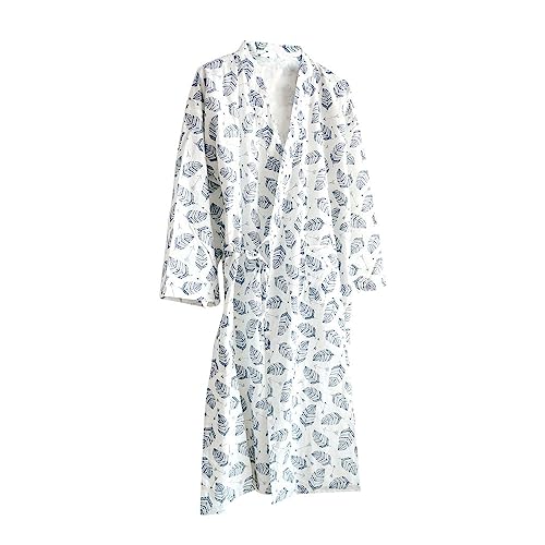 Rubruan Unisex Kimono Nachthemd Bademantel – Japanischer Haori Yukata Stil Baumwolle Frühling Sommer Hauskleid Saunamantel Nachtwäsche für Damen Herren (as3, alpha, m, regular, regular, Weiß) von Rubruan