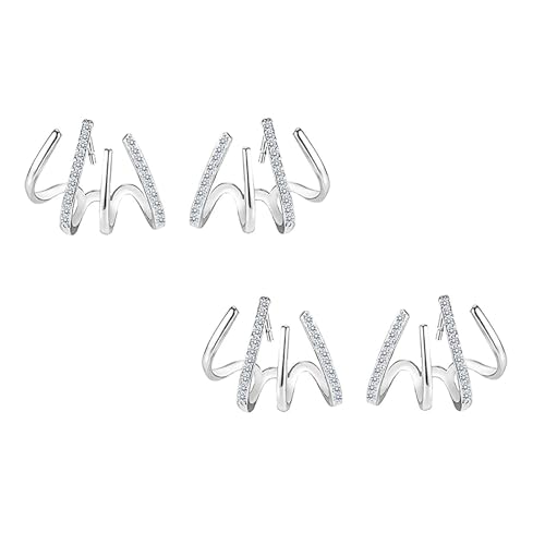 2 Stück Ohrstecker Silber 925 Silber Ohrringe Damen Hypoallergen Cubic Zirkonia Ohrstecker Set ohrringe Silber für mehrere und Einzeln Piercings (silber) von Rubu22a