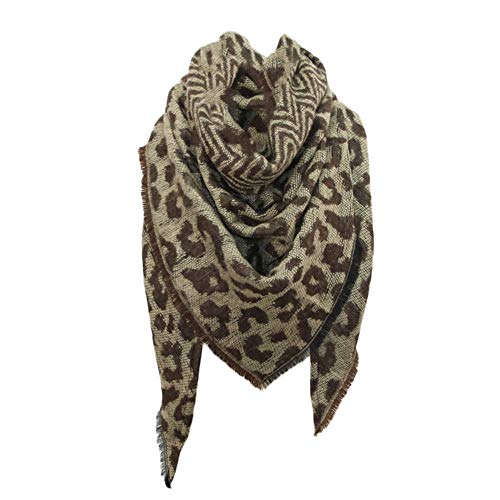 Damen Schal print Warmer Schal Winter Leopard Cape Wrap Lange Schals Frauen Schal Schal Stola Schal Halstuch Damen Dreieckstuch (Brown, One Size) von Rubu22a