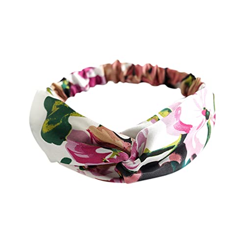 Haarschmuck Haargummis Mädchen Frauen Eltern Kind Satin Elastisches Kreuz Haarband Geranium Haarschmuck AldultHairband Schmuckkästchen Mädchen Haargummi Damen (White, One Size) von Rubu22a