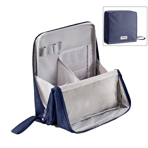 Mehrschichtig Kulturbeutel Make Up Tasche, Tragbare Schminktasche Makeup Bag Waschtasche Kosmetiktasche Groß Frauen Mädchen für Alltag und Reisen (Dunkelblau) von Rubu22a