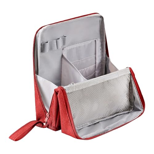 Mehrschichtig Kulturbeutel Make Up Tasche, Tragbare Schminktasche Makeup Bag Waschtasche Kosmetiktasche Groß Frauen Mädchen für Alltag und Reisen (Rot) von Rubu22a