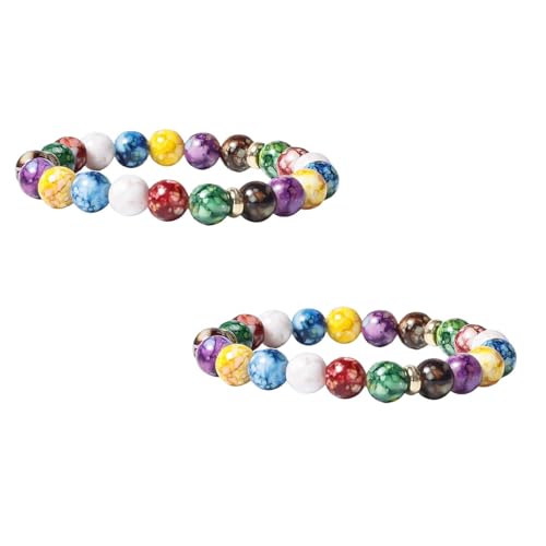 Rubu22a 2 Stück Natürliches Steinperlenarmband für Frauen buntes echtes Steine verstellbares geflochtenes Seilarmband, Yoga-Perlen-Armbandgeflecht-Armbandgeschenke für Mädchen (A) von Rubu22a