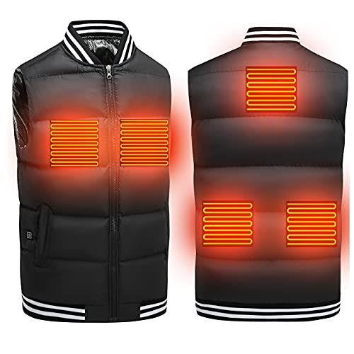 Rubu22a Beheizbare Jacke Winterjacke Herren 9 USB- Mäntel & Jacken für Herren mit drei Control Heater für Herren und 9 übergangsjacke Herren Herren Steppjacke (Black, XL) von Rubu22a