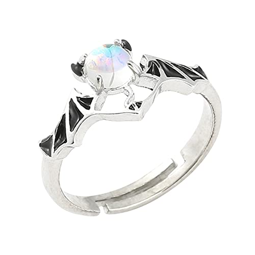 Rubu22a Fledermaus Ring Happy Halloween Party niedliche Kostüm Fledermaus Schmuck für Teenager Frauen Mädchen Paare Ringe Schwerter (Silver, One Size) von Rubu22a