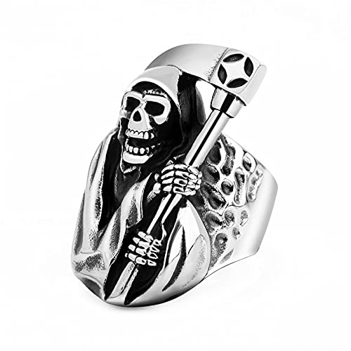 Rubu22a Gothic Imitation Ring Stahlring Herren Silber Sichel Ringe Ringe Mittelalter (B, One Size) von Rubu22a