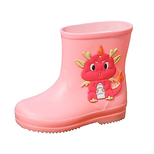 Rubu22a Gummistiefel Kinder Regenstiefel Kinder Kinderschuhe, kurze Regenstiefel für Damen, Regenstiefel, Slip-On-Gartenstiefel, Gummischuhe Kinder Schuhe Gummistiefel Mädchen (Pink, 18) von Rubu22a