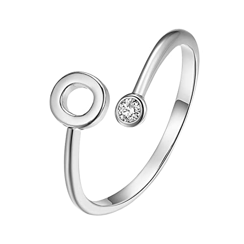 Rubu22a Modische plattierte Silber-Öffnungsbuchstaben mit -verstellbarem Ring-Damen-Schmuck Ringer Ml (O, One Size) von Rubu22a