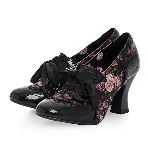 Damen-Pumps mit Gänseblümchen-Schnürung, Schwarz , 40 EU von Ruby Shoo