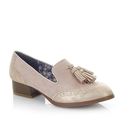 LADIES RUBY SHOO TARA CHAMPAGNE BROGUE SLIP ON VEGAN FRIENDLY SHOES-UK 6 (EU 39) von Ruby Shoo