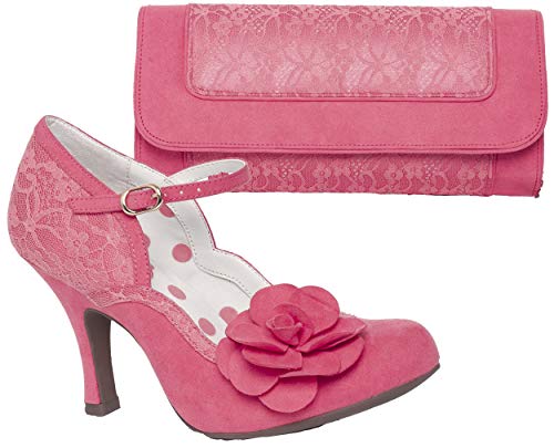Ruby Shoo Damen Belle Divino Exclusive Josie Lace Mary Jane Pumps & Tirana Tasche, Pink - korallenpink - Größe: 37 EU von Ruby Shoo