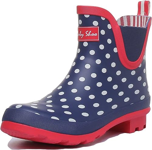 Ruby Shoo Damen Navy Spot Ginny Kurze Gummistiefel, 35 EU, Blau - Marineblau Punkte - Größe: 37 EU von Ruby Shoo