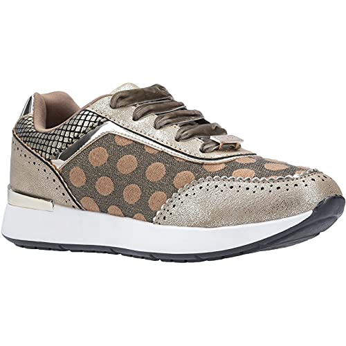 Ruby Shoo Ladies Darcy Gold Spotted and METALLIC LACE UP Trainer Shoes 09247-UK 5 (EU 38) von Ruby Shoo