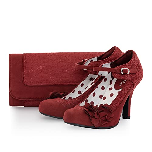 Ruby Shoo Melinda High Heels & passende Tirana Tasche, purpurrot, 39 EU von Ruby Shoo