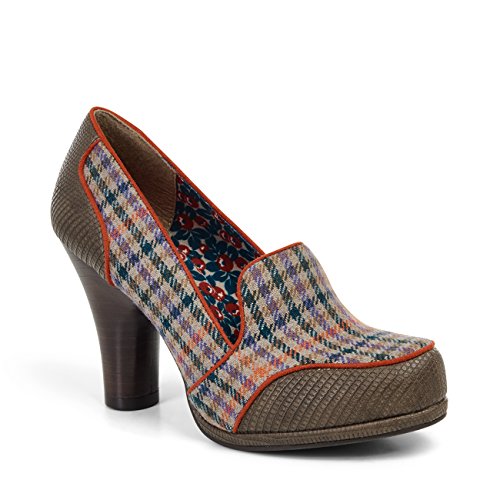 Ruby Shoo Olive Checked Tweed Pumps High Heels, Braun - olivgrün - Größe: 41 EU von Ruby Shoo