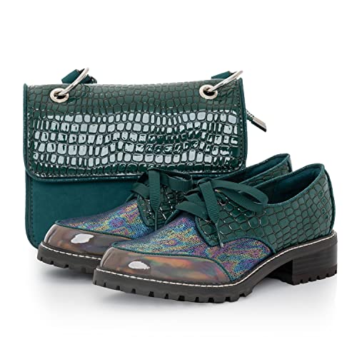 Ruby Shoo Paloma Damen-Toledo-Tasche mit niedrigem Absatz und Schnürung, smaragdgrün, 39 EU von Ruby Shoo