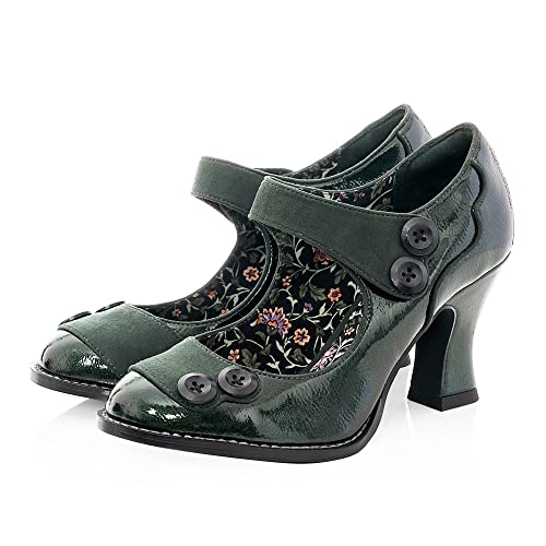 Ruby Shoo Penny Damen Barschuh mit Klettverschluss, Louis-Absatz, Waldgrün, waldgrün, 38 EU von Ruby Shoo