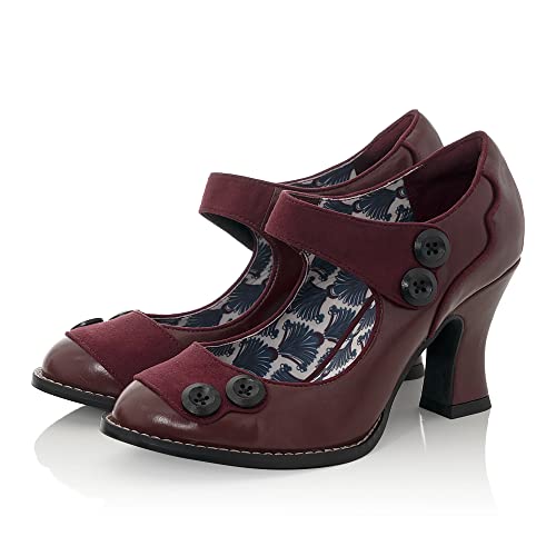 Ruby Shoo Penny Damen Barschuh mit Klettverschluss, Louis-Absatz, pflaumenfarben, damson, 36 EU von Ruby Shoo