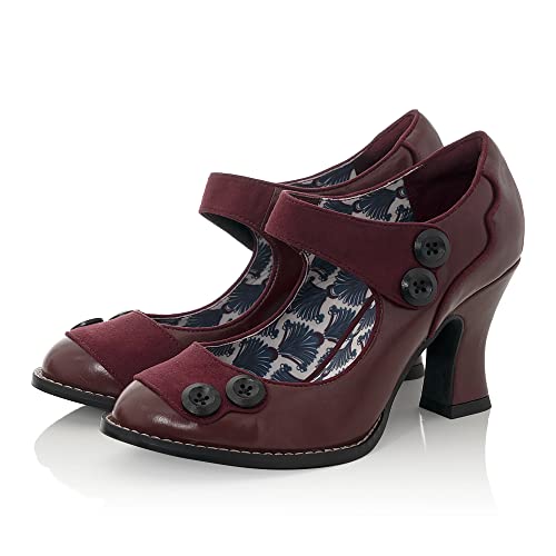 Ruby Shoo Penny Damen Barschuh mit Klettverschluss Louis-Absatz, damson, 39 EU von Ruby Shoo