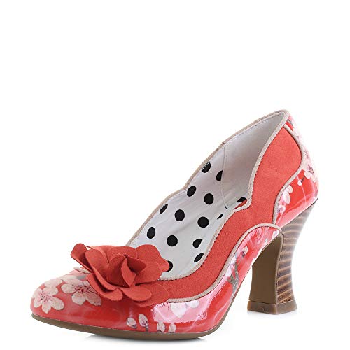 Ruby Shoo Viola Coral Mid Heel Floral Patent Shoes UK 4 von Ruby Shoo