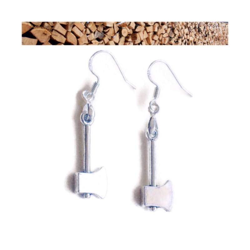 Holzfäller Spezial Silberaxt Ohrringe von RubyAppleJewelry