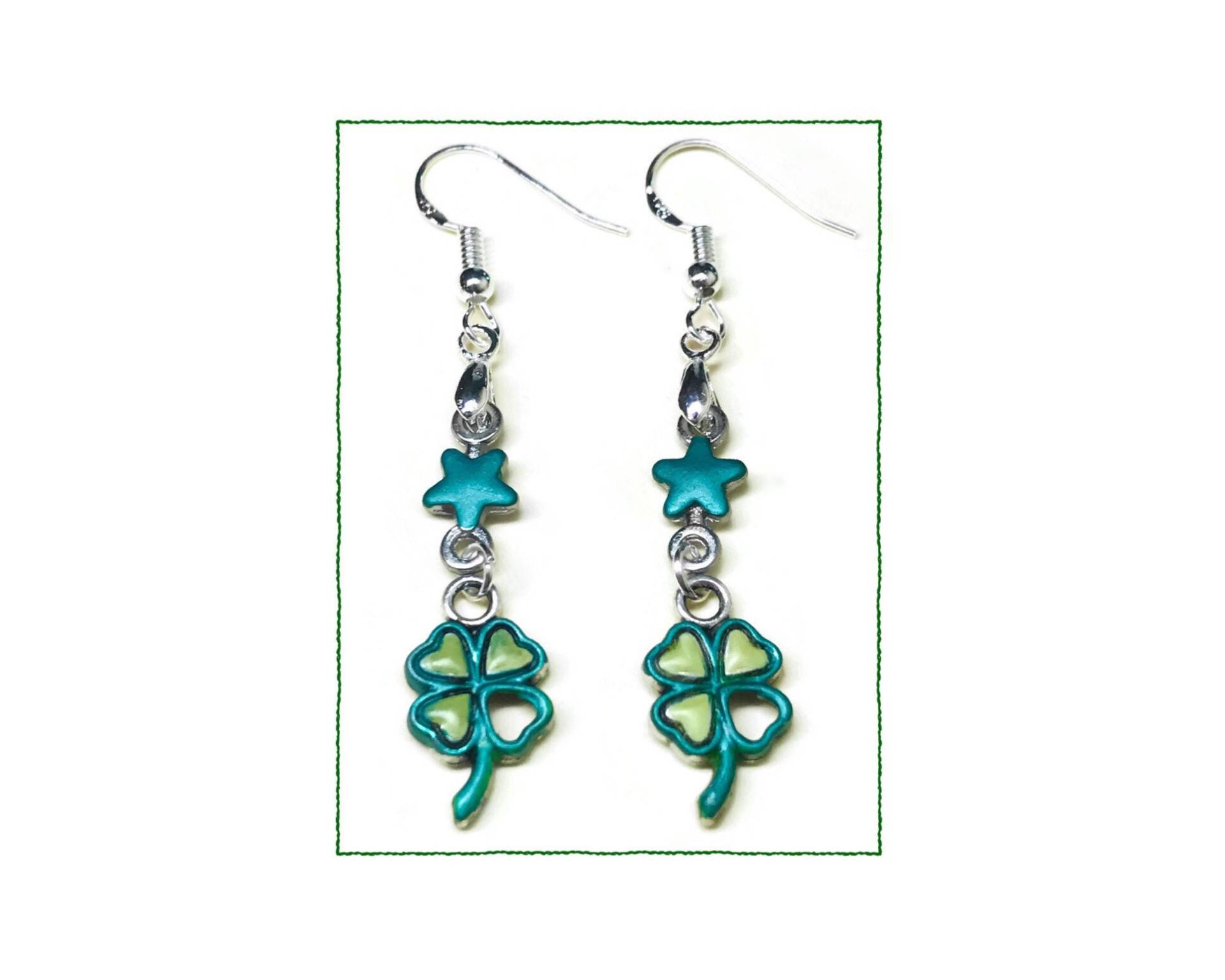 Vier Kleeblatt Ohrringe, Good Luck Shamrock von RubyAppleJewelry