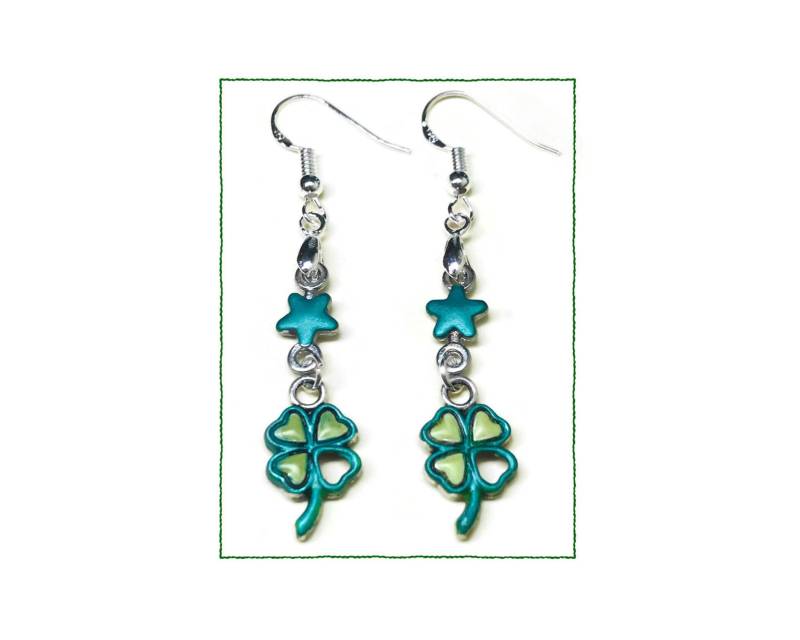 Vier Kleeblatt Ohrringe, Good Luck Shamrock von RubyAppleJewelry