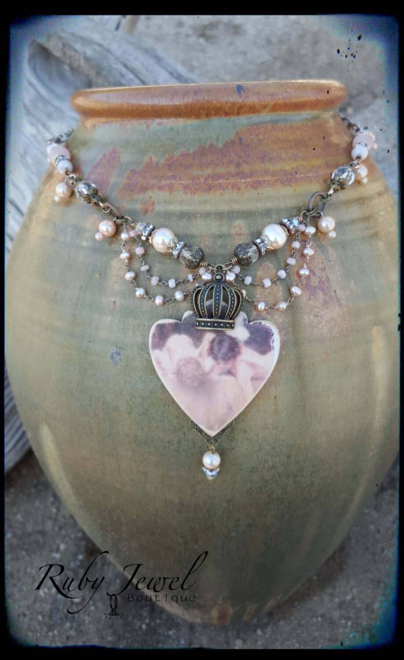Bildtransfer Kristall Perle Halskette Bildtransfer Kristall Perle Halskette von RubyJewelBoutique