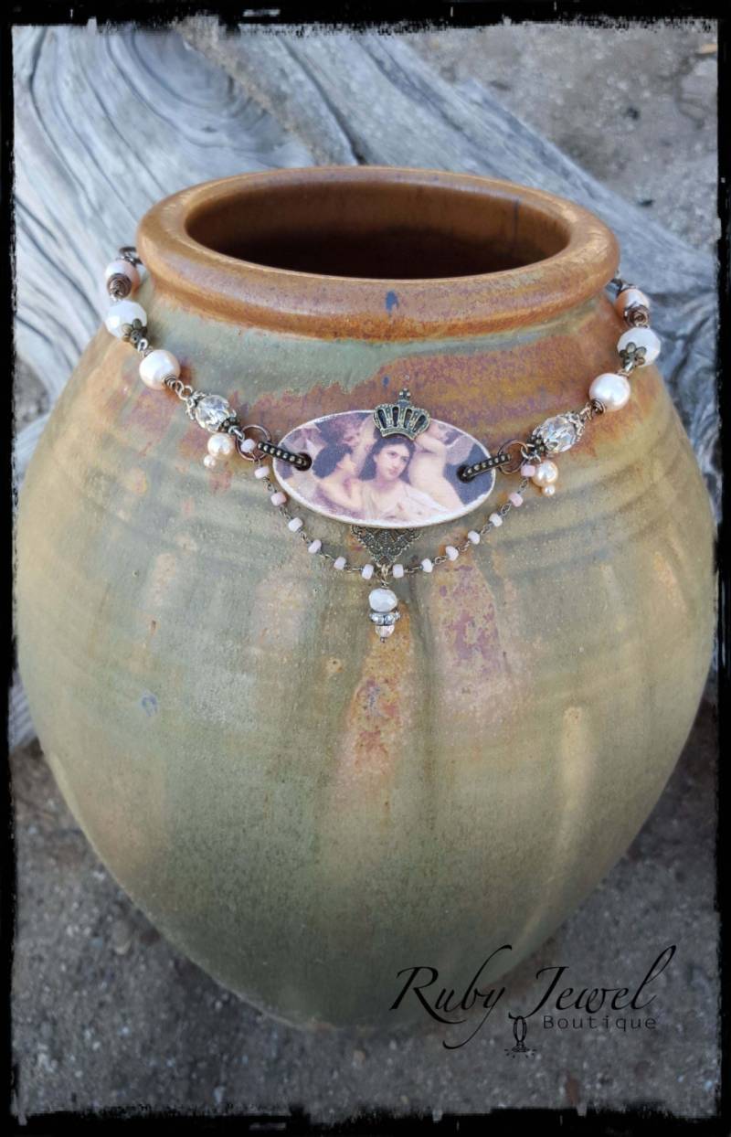 Bildtransfer Kristall Perle Halskette Bildtransfer Kristall Perle Halskette von RubyJewelBoutique