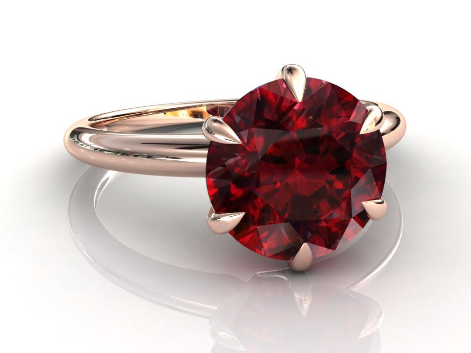 4 Karat Rubin Ring/Roségold Verlobungsring Jahrestag Solitär Schmuck Geschenk von RubyJewelryStudio