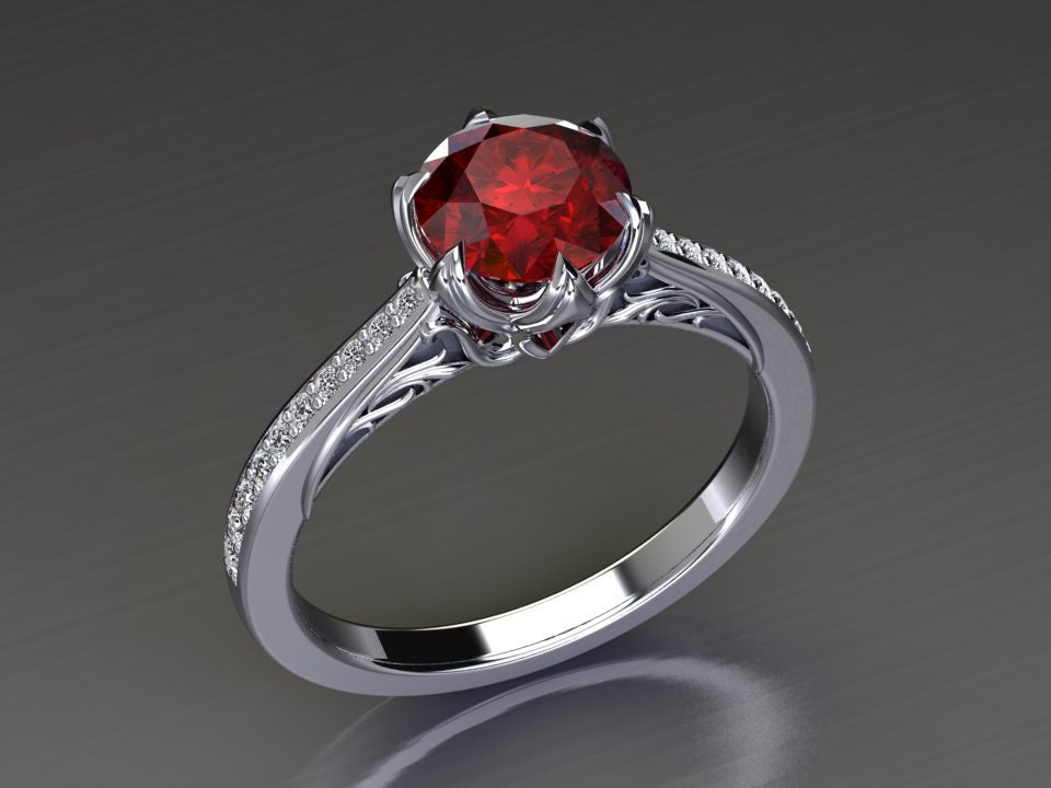 Platin Rubin Verlobungsring | Jubiläumsring Einzigartiger Solitär Ring Cocktail von RubyJewelryStudio