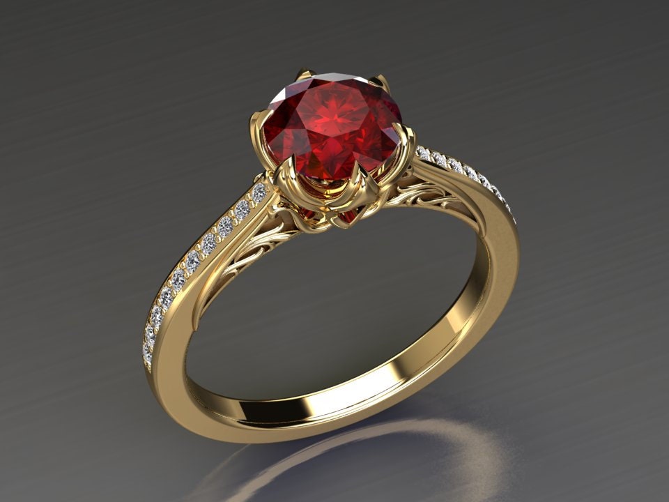 Rubin Verlobungsring/Jubiläumsring Einzigartiger Solitär Ring Cocktail Unikat Gold von RubyJewelryStudio