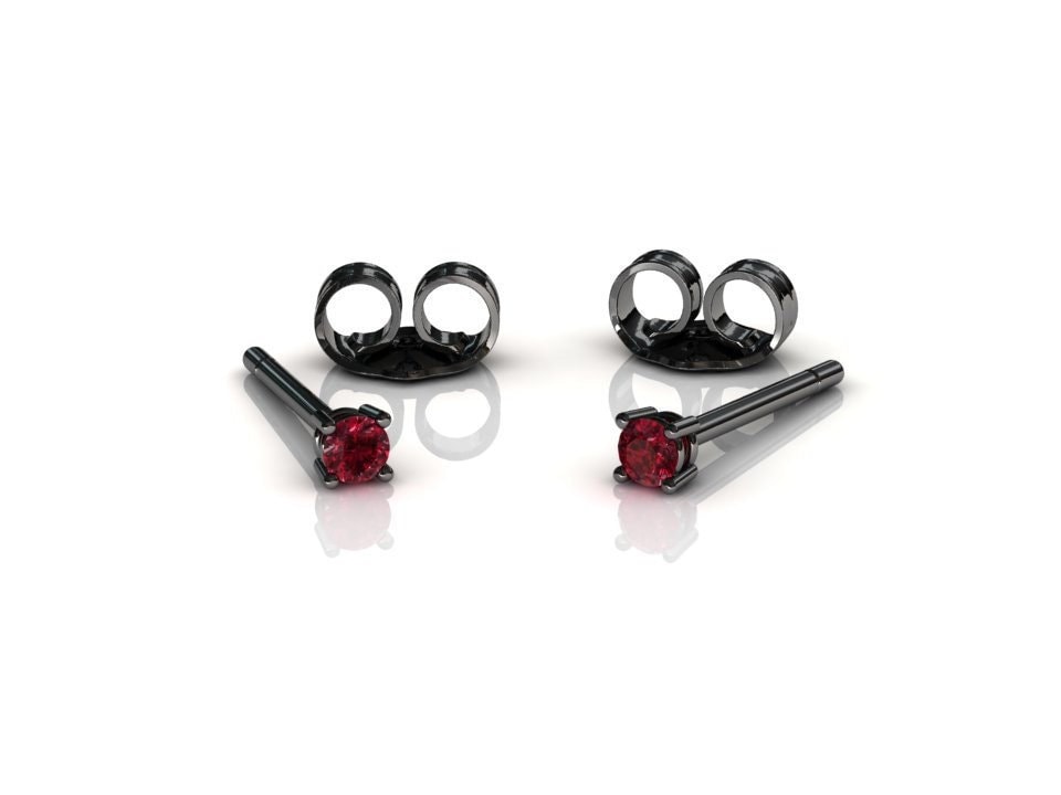 Schwarz Gold Rubin Ohrstecker, Mini Winzig Solitär 14K Mai Geburtsstein Schmuck Geschenk, Urlaub Jahrestag Schwarz Gold Rubin Ohrstecker, Mini Winzig Solitär 14K Mai Geburtsstein Schmuck Geschenk, Urlaub Jahrestag von RubyJewelryStudio