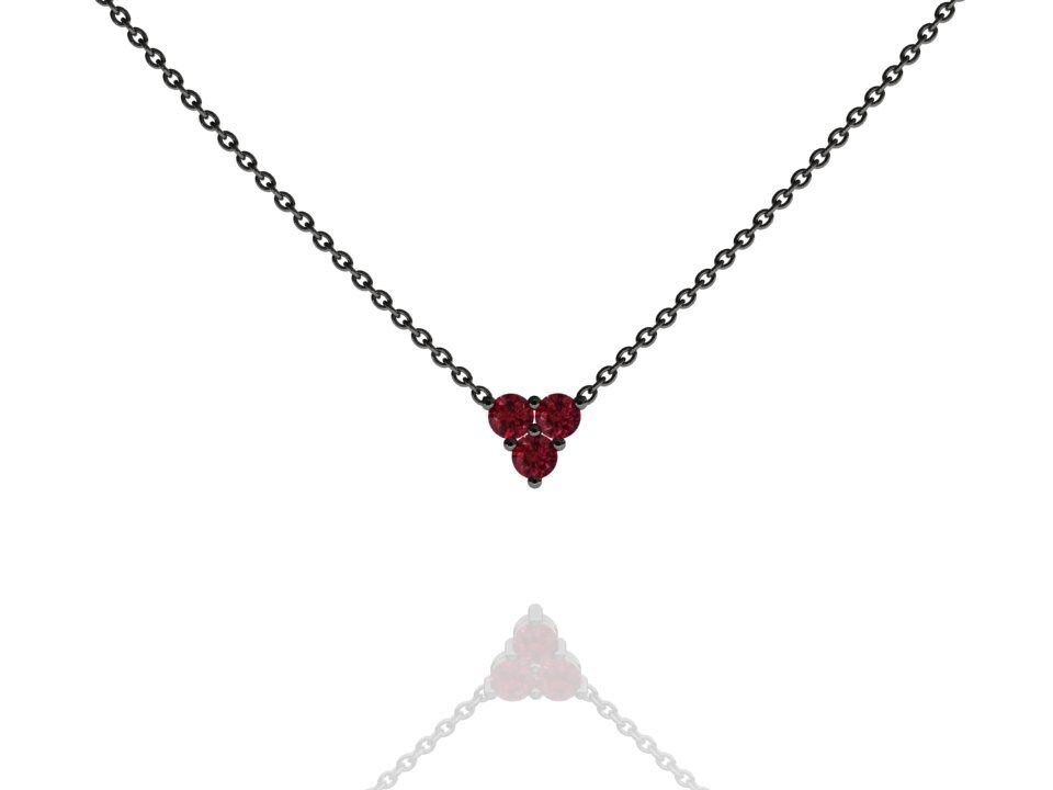 Schwarze Gold Rubin Layering Halskette, 14K Damen Drei Stein Cluster, Jahrestag Geschenk, Juli Geburtsstein Minimalist Schmuck von RubyJewelryStudio