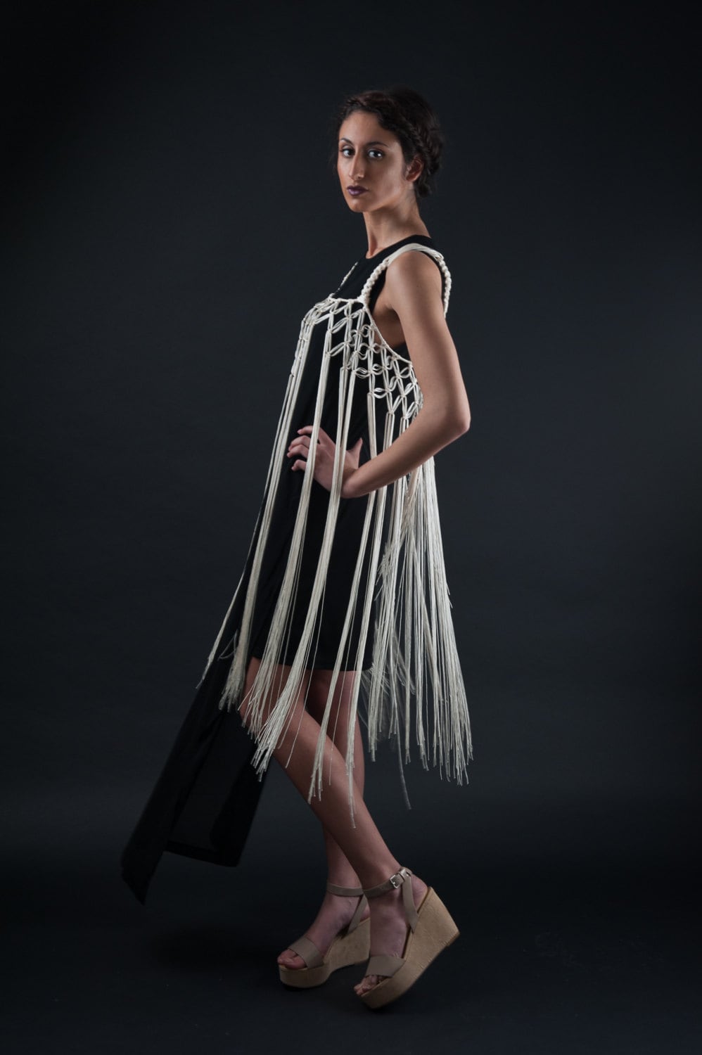 8. Calliope Kleid - Cremeweißes Makramee Fransenkleid/ Gehäkeltes Langes Quasten Top/ Festival Strand Coverup/ Netz/Geknotetes Kleid von RubyKingStudio