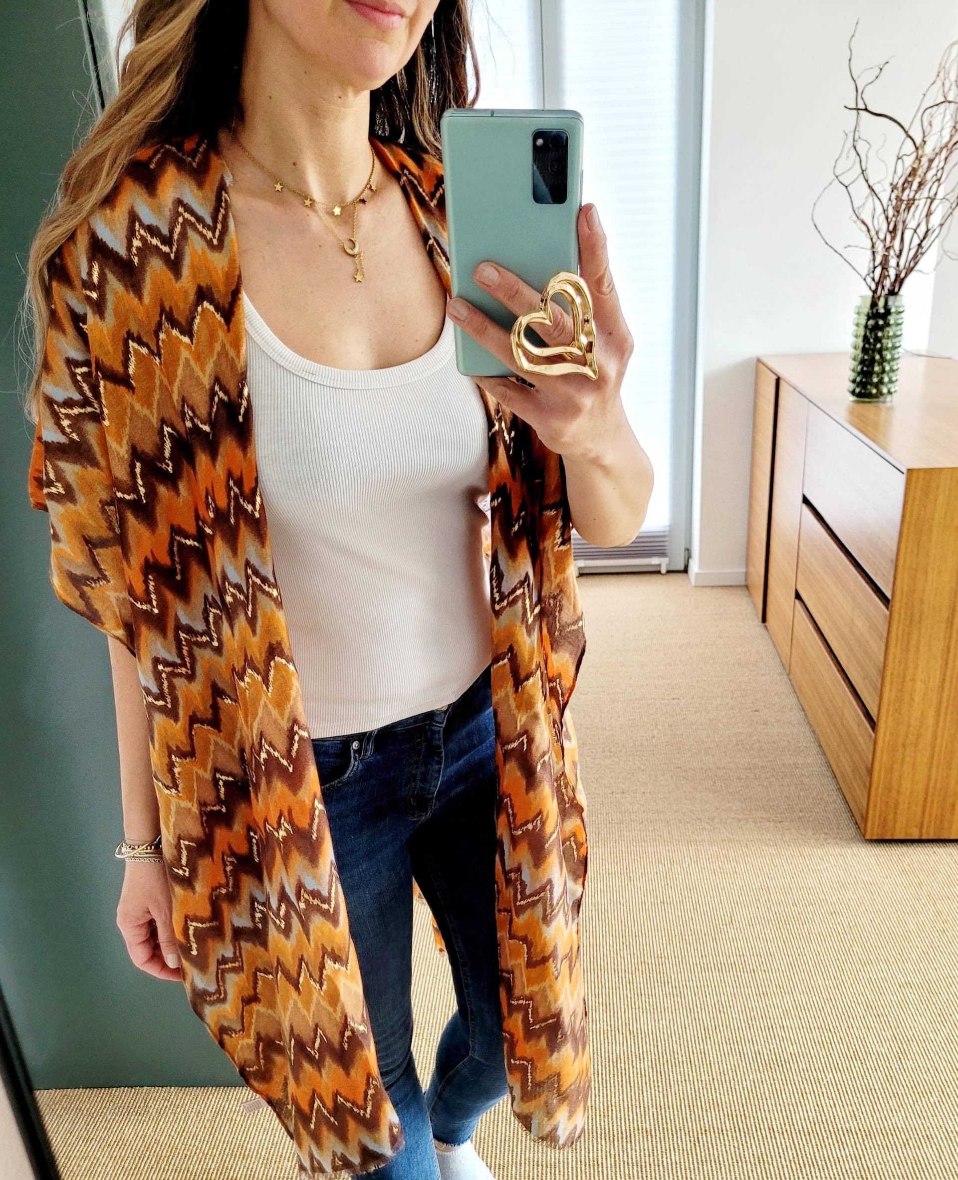 Boho Cardigan Mit Zickzack-Muster in Braun - Und Orangetönen | Luftiger, Leichter Cardigan| Einheitsgrößen Boho Cardigan Mit Zickzack-Muster in Braun - Und Orangetönen | Luftiger, Leichter Cardigan| Einheitsgrößen von RubyLines