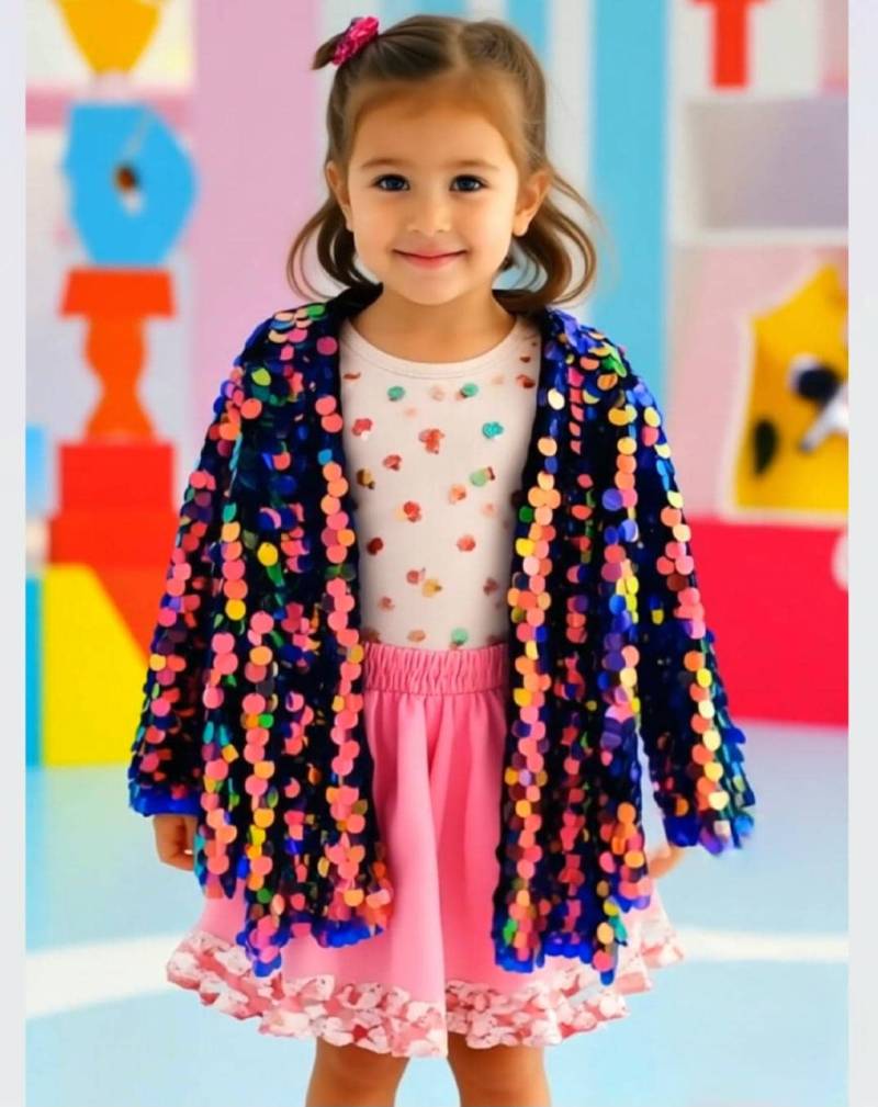 Custom Sequin Jacket For Kids | Handmade Sparkly Kimono Girls Birthday Outfit Party Wear Kids Sequin Jacket Toddler To Pre-Teen von RubyLines