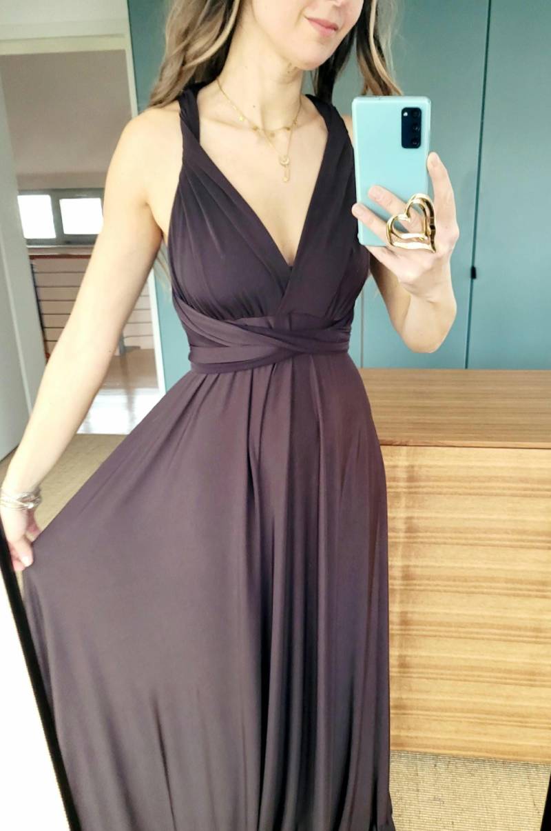 Customized Brown Infinity Dress, Multi Wrap Beige Long Summer Wedding Black Bridesmaid Maxi Dress Customized Brown Infinity Dress, Multi Wrap Beige Long Summer Wedding Black Bridesmaid Maxi Dress von RubyLines